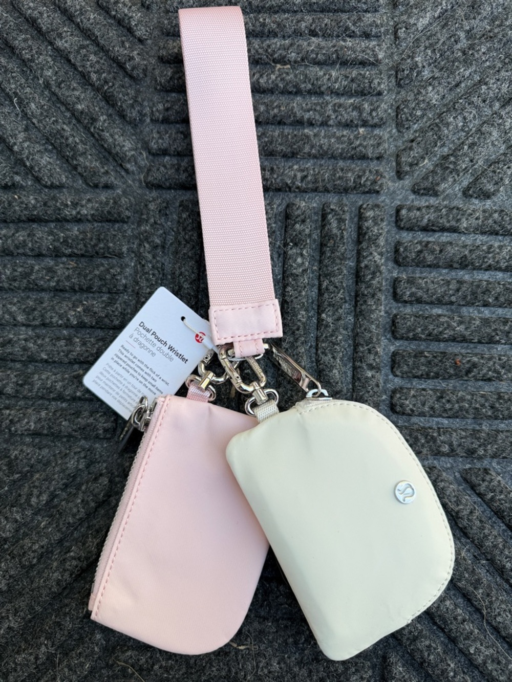 Lululemon Dual Pouch Wristlet wallet in Light Pink & Cream